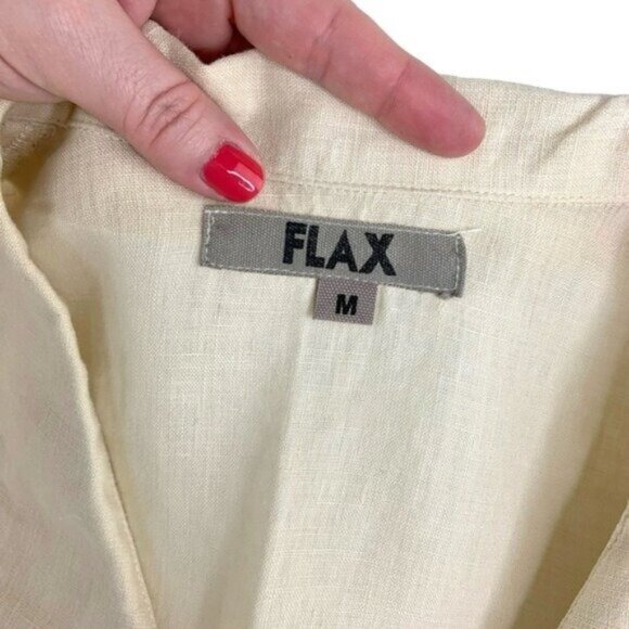 Flax Button Down Peplum Blouse in Cream/Yellow - Picture 4 of 6